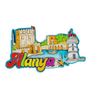 Toptan Alanya Temalı 3d Resi̇mli̇ Ahşap Magnet - 11