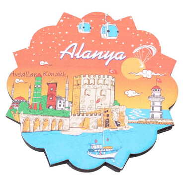 Alanya Themed Wooden Customised Souvenir Coaster 90mm - 5