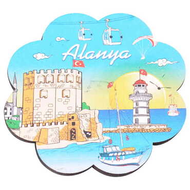 Alanya Themed Wooden Customised Souvenir Coaster 90mm - 10