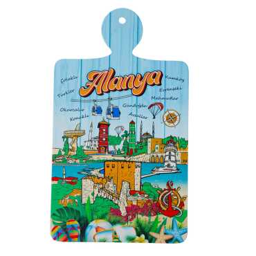 Alanya Temalı Ahşap Kesme Tahtası - Myros
