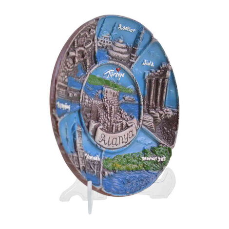 Toptan Alanya Temalı Alçı Yöresel Tabak 15 cm - 2