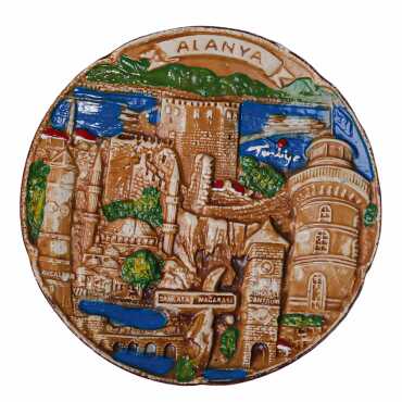 Alanya Themed Plaster Raised Cottage Wall Plate 15 Cm - Standart - 4