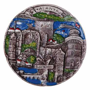Alanya Themed Plaster Raised Cottage Wall Plate 15 Cm - Standart - 5