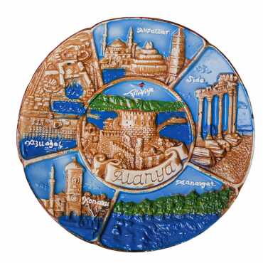 Alanya Themed Plaster Raised Cottage Wall Plate 15 Cm - Standart - 7