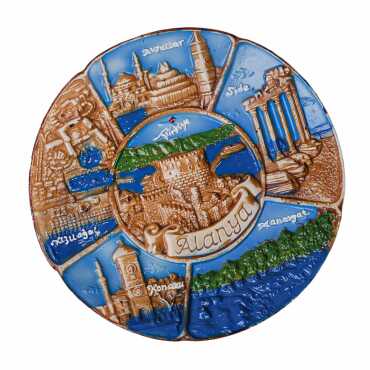 Alanya Themed Plaster Raised Cottage Wall Plate 15 Cm - Standart - 2