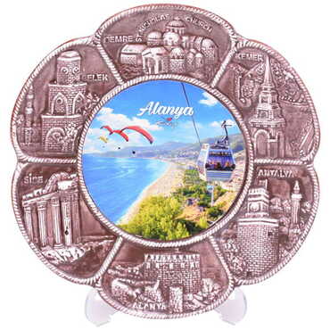 Alanya Themed City Themed Plaster Raised Cottage Wall Plate 20 Cm - 5