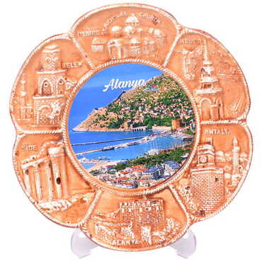 Alanya Themed City Themed Plaster Raised Cottage Wall Plate 20 Cm - 7