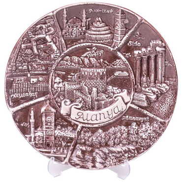 Alanya Themed City Themed Plaster Raised Cottage Wall Plate 20 Cm - 10