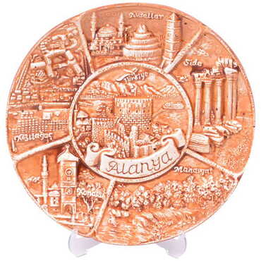 Alanya Themed City Themed Plaster Raised Cottage Wall Plate 20 Cm - 11
