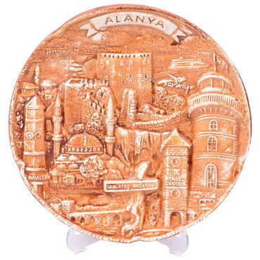 Alanya Themed City Themed Plaster Raised Cottage Wall Plate 20 Cm - 19