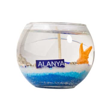 Alanya Themed Large Round Glass Cup Gel Candle