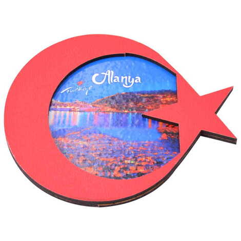 Toptan Alanya Temalı C Serisi Resimli Ahşap Magnet 90x120 mm