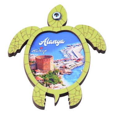Alanya Themed Wooden Cute Animals Souvenşr Fridge Magnet Serie C 90x120 mm - 13