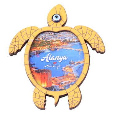 Alanya Themed Wooden Cute Animals Souvenşr Fridge Magnet Serie C 90x120 mm - 14