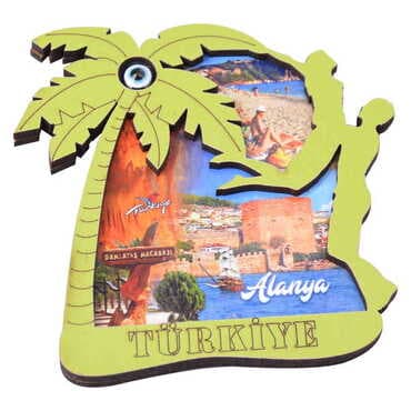 Alanya Themed Wooden Cute Animals Souvenşr Fridge Magnet Serie C 90x120 mm - 15