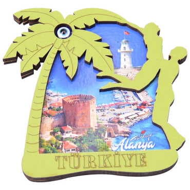 Alanya Themed Wooden Cute Animals Souvenşr Fridge Magnet Serie C 90x120 mm - 18