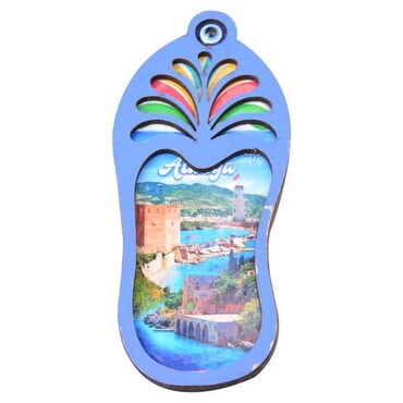 Alanya Themed Wooden Cute Animals Souvenşr Fridge Magnet Serie C 90x120 mm - 34