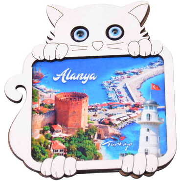 Alanya Themed Wooden Cute Animals Souvenşr Fridge Magnet Serie C 90x120 mm - 36