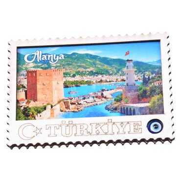 Alanya Themed Wooden Cute Animals Souvenşr Fridge Magnet Serie C 90x120 mm - 43