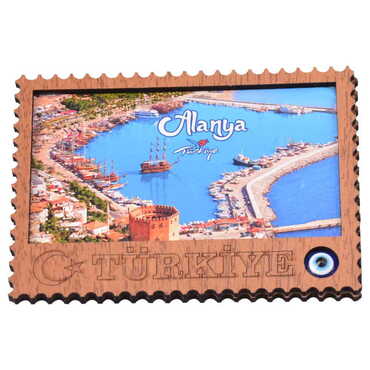 Alanya Themed Wooden Cute Animals Souvenşr Fridge Magnet Serie C 90x120 mm - 44
