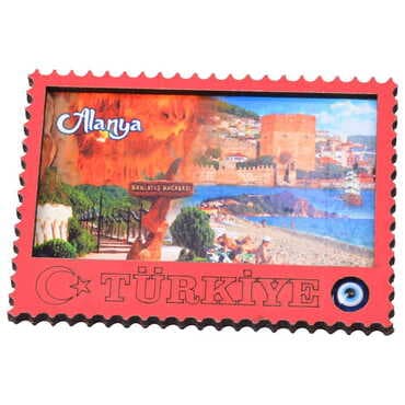 Alanya Themed Wooden Cute Animals Souvenşr Fridge Magnet Serie C 90x120 mm - 46