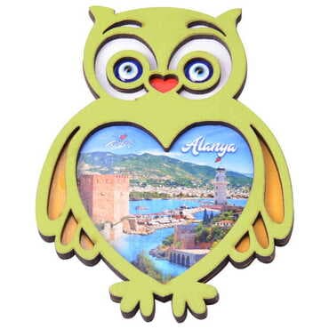 Alanya Themed Wooden Cute Animals Souvenşr Fridge Magnet Serie C 90x120 mm - 48