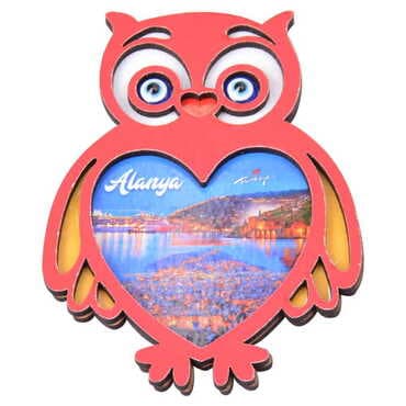 Alanya Themed Wooden Cute Animals Souvenşr Fridge Magnet Serie C 90x120 mm - 49