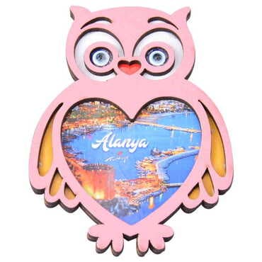 Alanya Themed Wooden Cute Animals Souvenşr Fridge Magnet Serie C 90x120 mm - 50