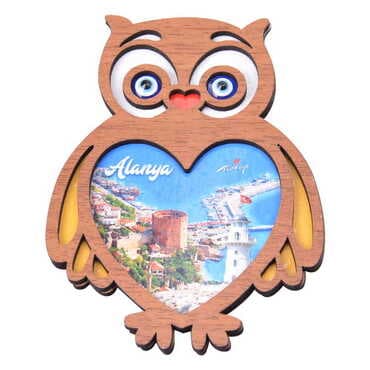 Alanya Themed Wooden Cute Animals Souvenşr Fridge Magnet Serie C 90x120 mm - 51
