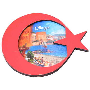 Alanya Themed Wooden Cute Animals Souvenşr Fridge Magnet Serie C 90x120 mm - 53
