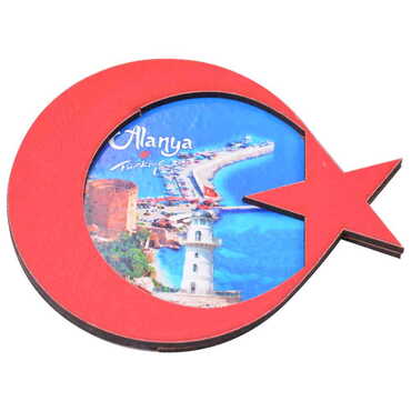 Alanya Themed Wooden Cute Animals Souvenşr Fridge Magnet Serie C 90x120 mm - 55