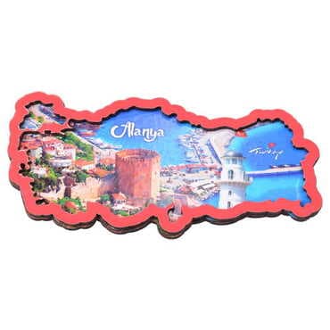 Alanya Themed Wooden Cute Animals Souvenşr Fridge Magnet Serie C 90x120 mm - 58
