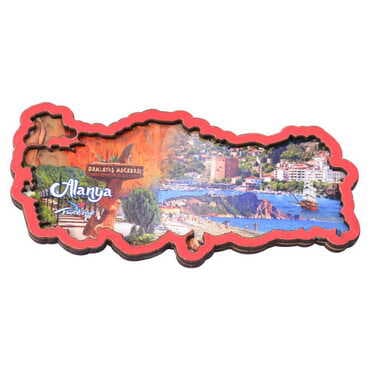 Alanya Themed Wooden Cute Animals Souvenşr Fridge Magnet Serie C 90x120 mm - 59