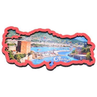 Alanya Themed Wooden Cute Animals Souvenşr Fridge Magnet Serie C 90x120 mm - 63