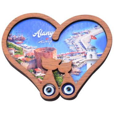 Alanya Themed Wooden Cute Animals Souvenşr Fridge Magnet Serie C 90x120 mm - 69
