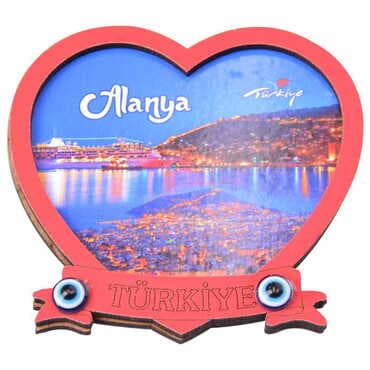 Alanya Themed Wooden Cute Animals Souvenşr Fridge Magnet Serie C 90x120 mm - 76