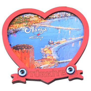 Alanya Themed Wooden Cute Animals Souvenşr Fridge Magnet Serie C 90x120 mm - 78