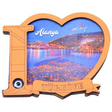Alanya Themed Wooden Cute Animals Souvenşr Fridge Magnet Serie C 90x120 mm - 89