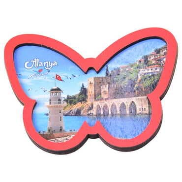 Alanya Themed Wooden Cute Animals Souvenşr Fridge Magnet Serie C 90x120 mm - 91