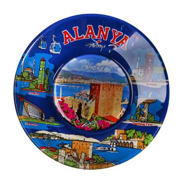 Toptan Alanya Temalı Cam Tabak 18 cm - 6