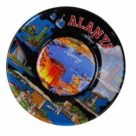 Toptan Alanya Temalı Cam Tabak 18 cm - 2