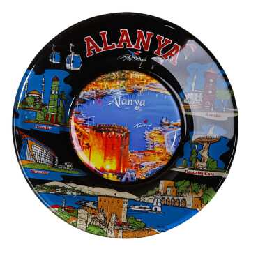 Toptan Alanya Temalı Cam Tabak 18 cm - Myros