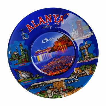 Toptan Alanya Temalı Cam Tabak 21 cm - 2