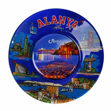 Toptan Alanya Temalı Cam Tabak 21 cm - Myros