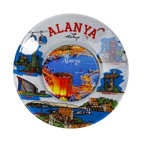 Toptan Alanya Temalı Cam Tabak 21 cm - 6