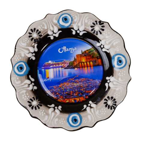 Toptan Alanya Temalı Çini Myros Resim Tabak 12 cm - 6