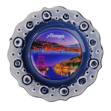 Toptan Alanya Temalı Çini Myros Resim Tabak 12 cm - 8