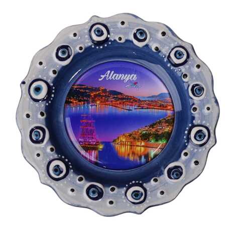 Toptan Alanya Temalı Çini Myros Resim Tabak 12 cm - 8