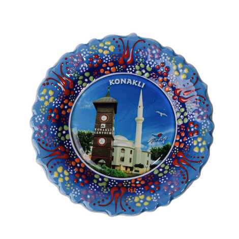 Toptan Alanya Temalı Çini Myros Resim Tabak 12 cm - 18