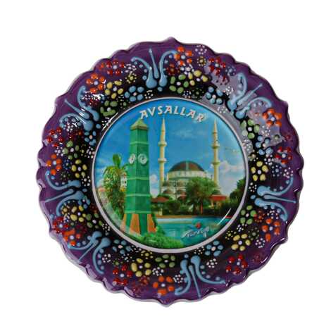 Toptan Alanya Temalı Çini Myros Resim Tabak 12 cm - 19